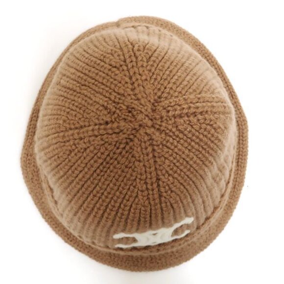 Celine Triomphe Crochet Bucket Hat 2 A80 T384 D Camel Beige Cashmere